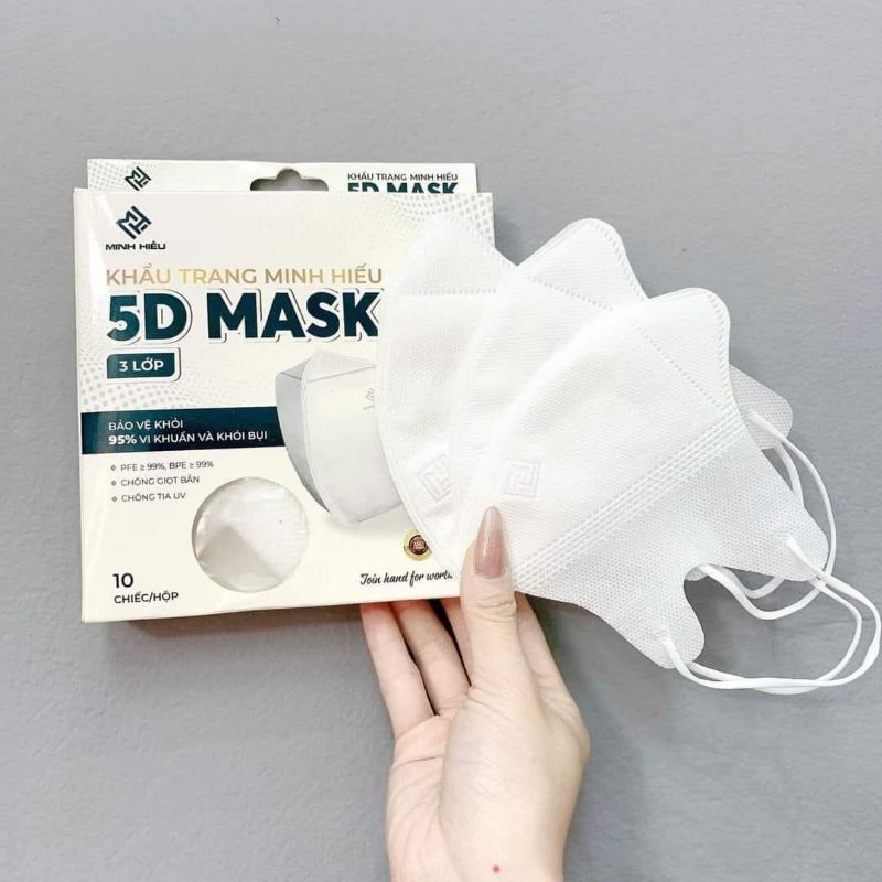 Set 10 Cái Khẩu Trang 5D AK Màu Trắng