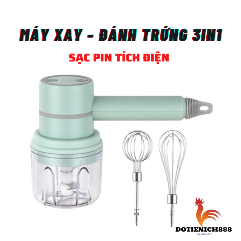 Máy Xay Thịt, Tỏi, Ớt 3in1 Đa Năng Đánh Trứng