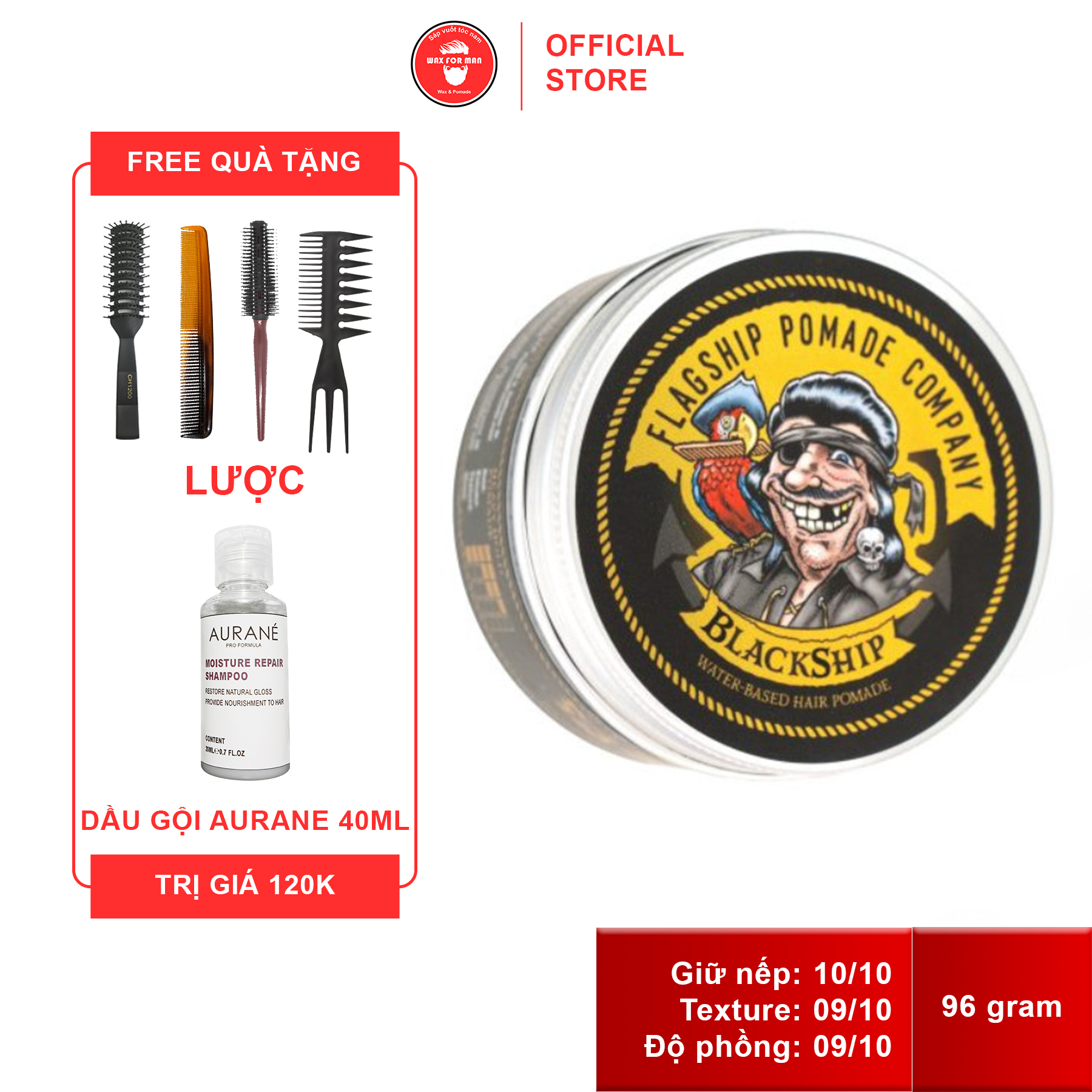 Sáp vuốt tóc Flagship Blackship Water Based Hair Pomade