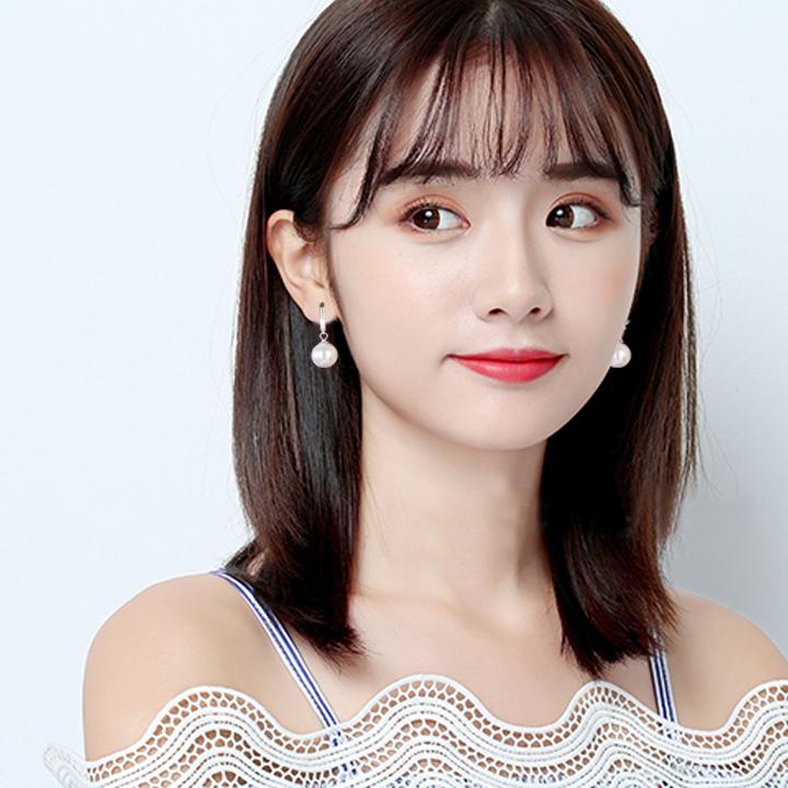 Bông tai dài khoen tròn đính ngọc