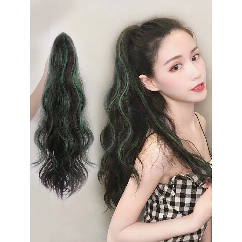 Tóc giả nữ đuôi tóc❤️FREESHIP❤️Tóc ngoạm xù light xanh