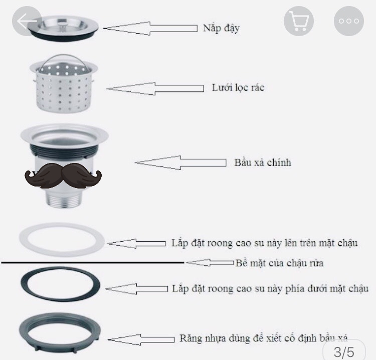 [HCM]Bộ Lọc Bầu xả chậu rửa chén Inox 304 Phi 140