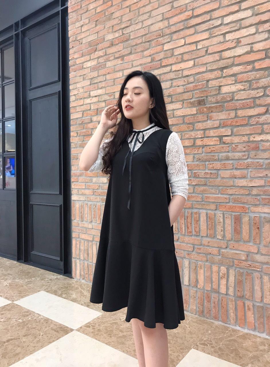 Váy Bầu công sở đen phối ren  V106