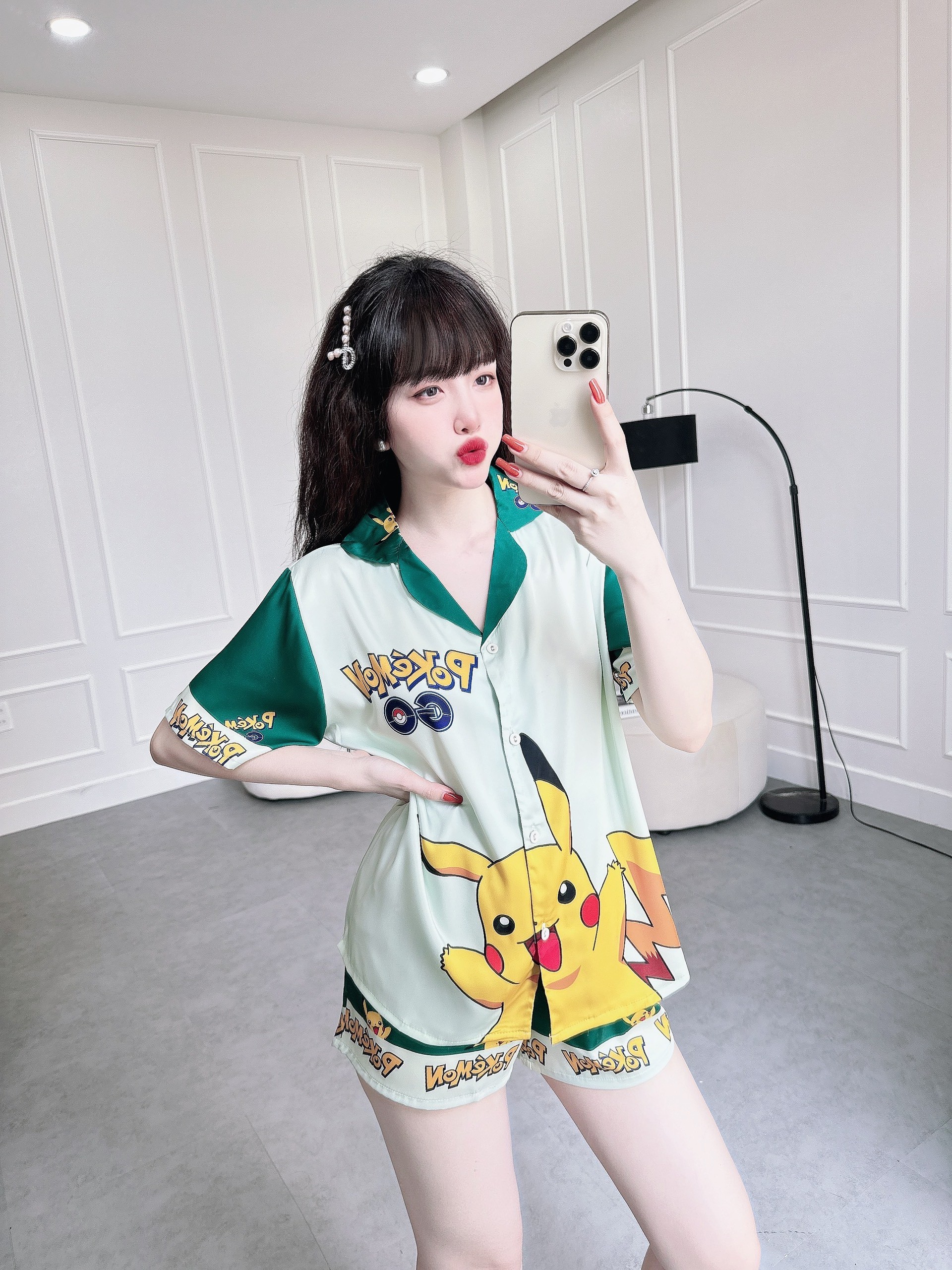 Đồ bộ Lụa mặc nhà họa tiết cao cấp