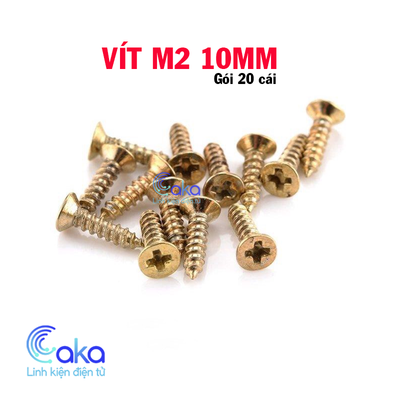 Combo 20 con vít m2 10mm nhọn vàng