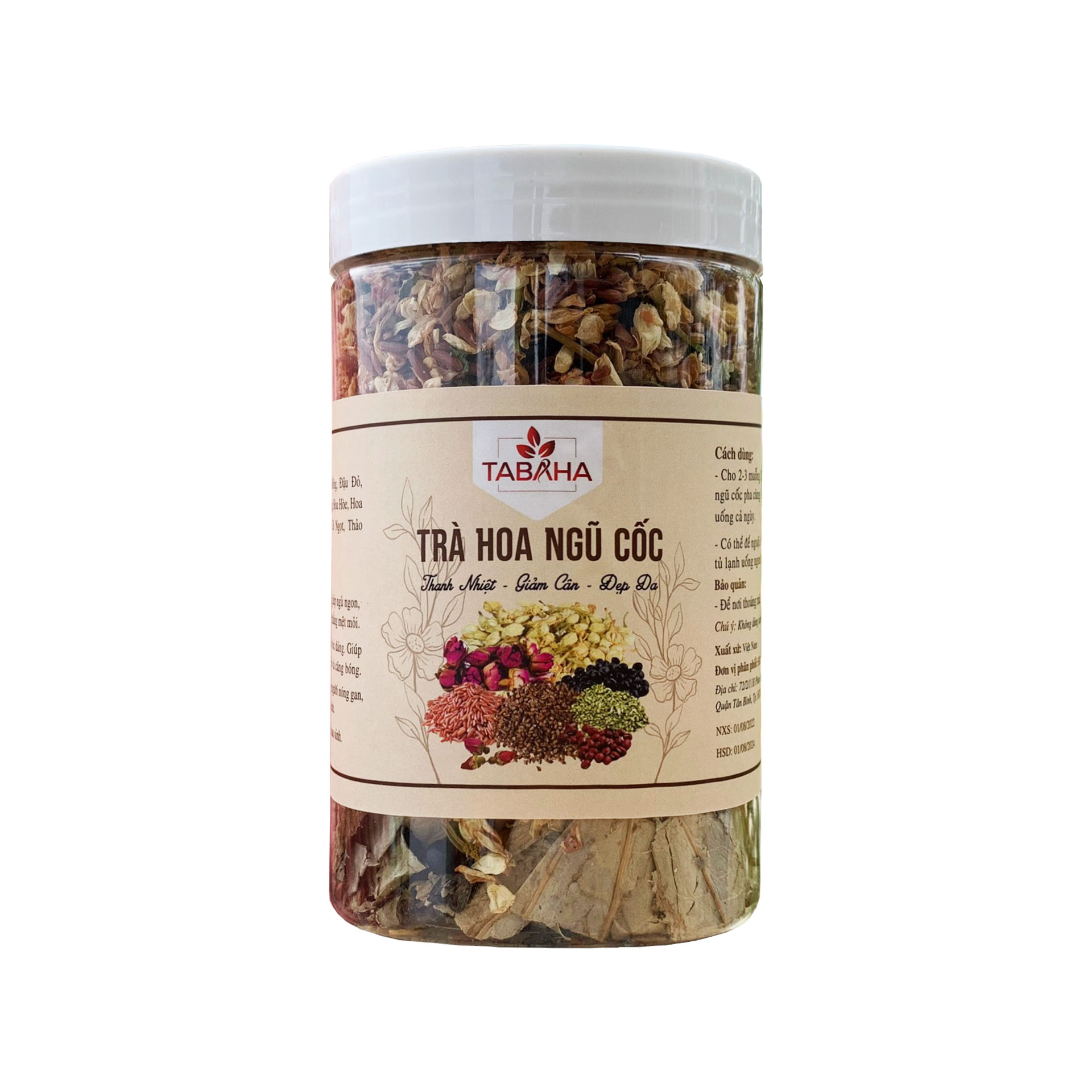 Hộp 500G Trà ngũ cốc gạo lứt tâm sen xạ đen granola Tabaha giảm béo ngủ ngon đẹp da thanh nhiệt mát gan