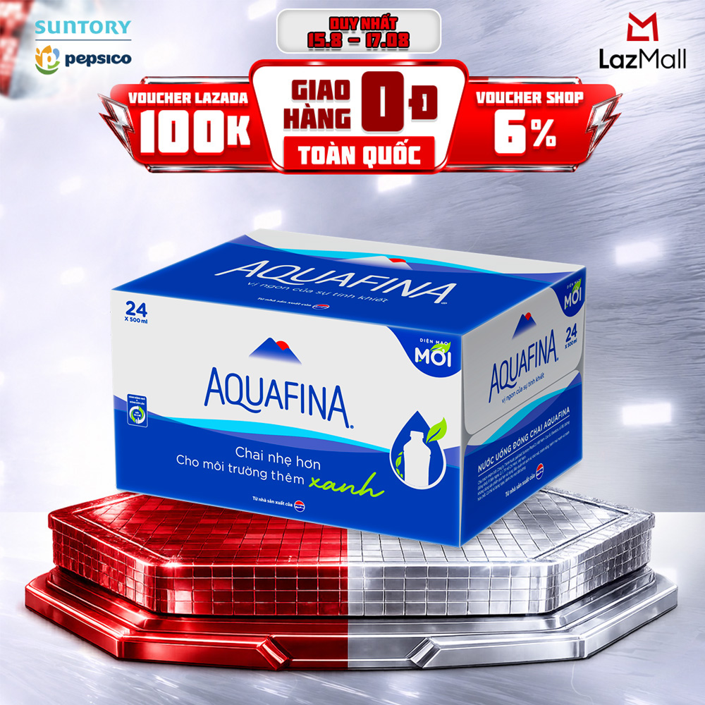 [SALE 15.8] Thùng 24 Chai Nước tinh khiết Aquafina (500ml/chai)