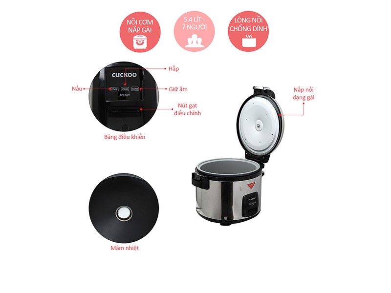 [FREESHIP MAX] [HCM][Trả góp 0%]Nồi cơm điện Cuckoo CR3021 (5.4 L)