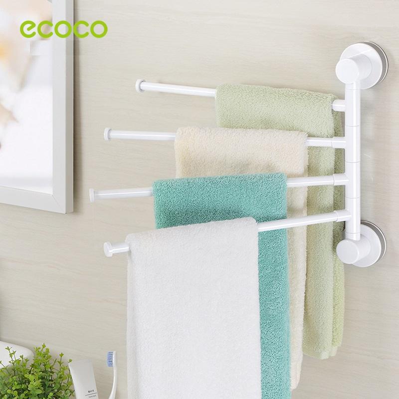 Móc dán tường treo khăn tắm 4 móc Ecoco, tiện lợi, chắc chắn