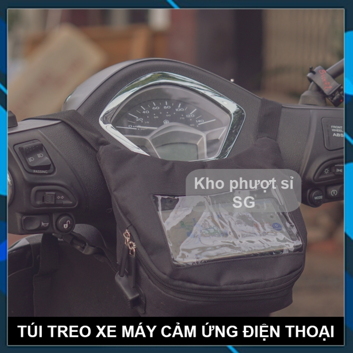 Túi treo điện thoại vải bố cứng loại tốt dạng ngang đựng điện thoại cảm ứng treo đầu xe máy - Túi Grab treo điện thoại cảm ứng trên đầu xe mấy chạy shiper