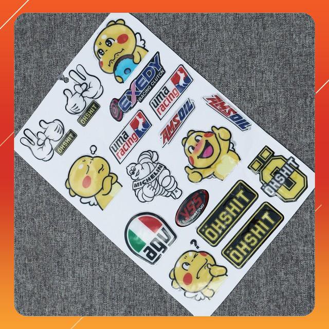 [Bảo Hành Uy Tín] Bộ Tem Dán Xe Máy Nhiều Sticker Mẫu Khủng Long Cute Agv Uma Racing .... Trang Trí Xe Cực Đẹp