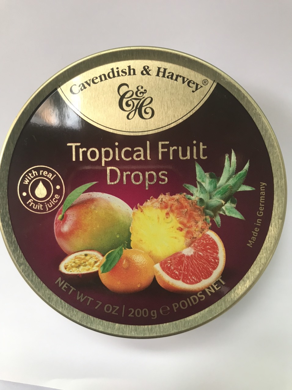 Kẹo Hộp Thiếc Đức Cavendish Harvey Hương Trái Cây Nhiệt Đới Tropical Fruit