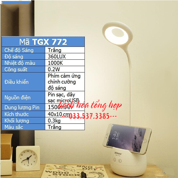 Đèn học sinh TGX 772, đèn bàn, đèn led, đèn chống cận, đèn đọc sách, đèn thông minh, đèn cảm ứng, đèn tích điện 3 chế độ sáng