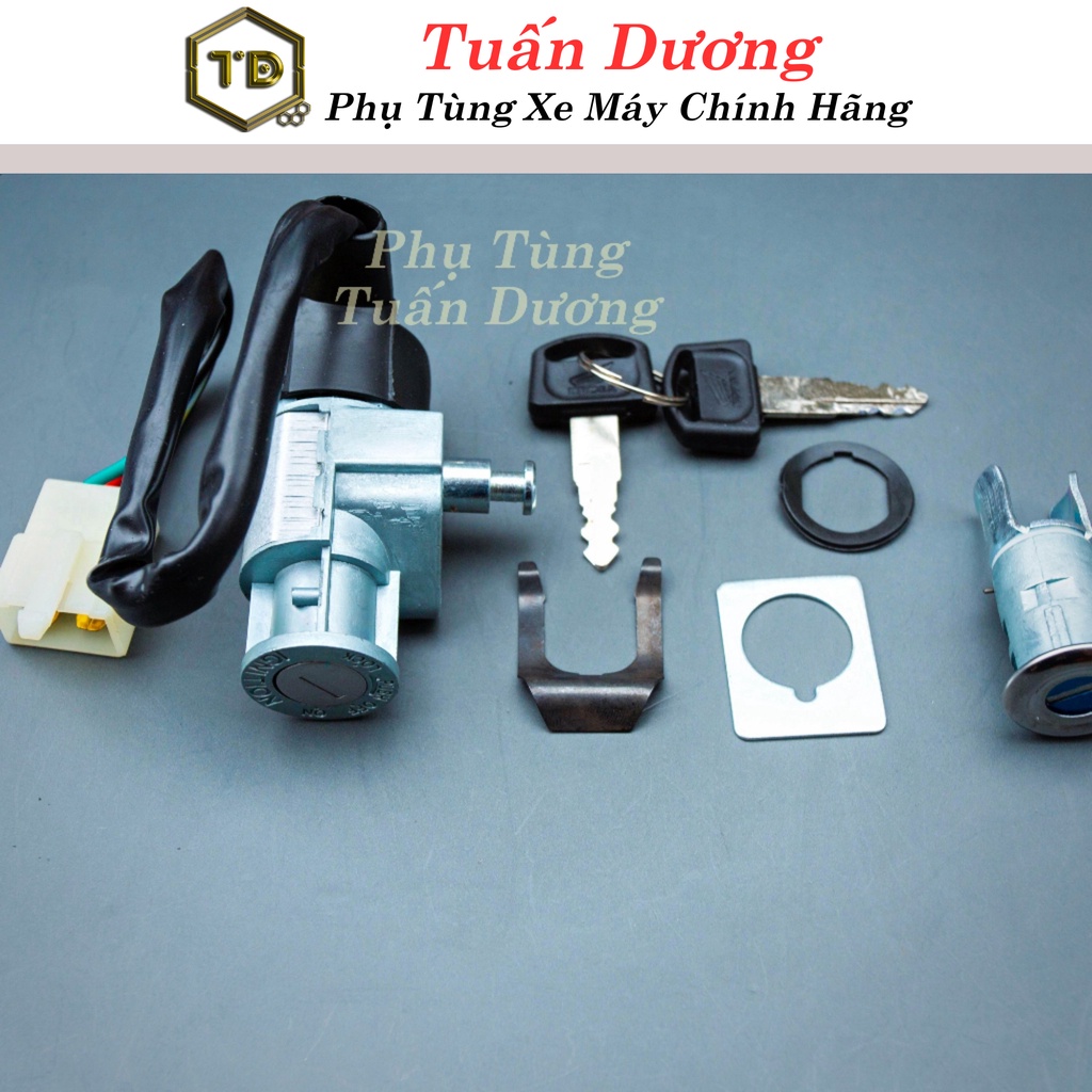 Ổ khóa dream wave 2 cạnh chuẩn zin đủ bộ ổ khóa điện và khóa cốp dùng cho xe dream và wave