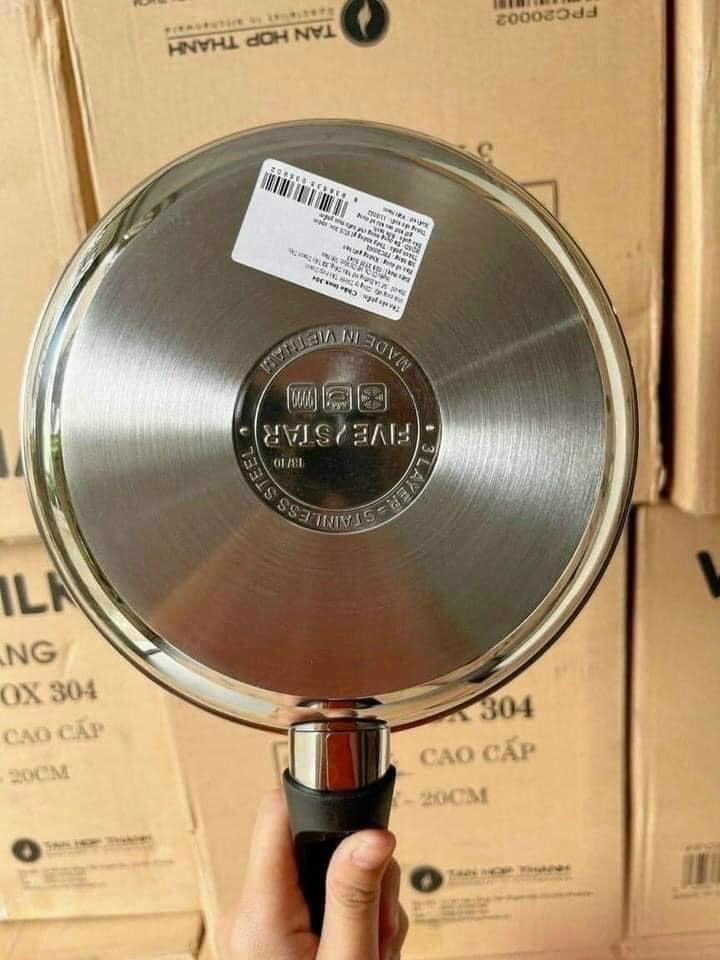 chảo chống dính inox FIVE-STAR - 3 đáy cho bếp từ