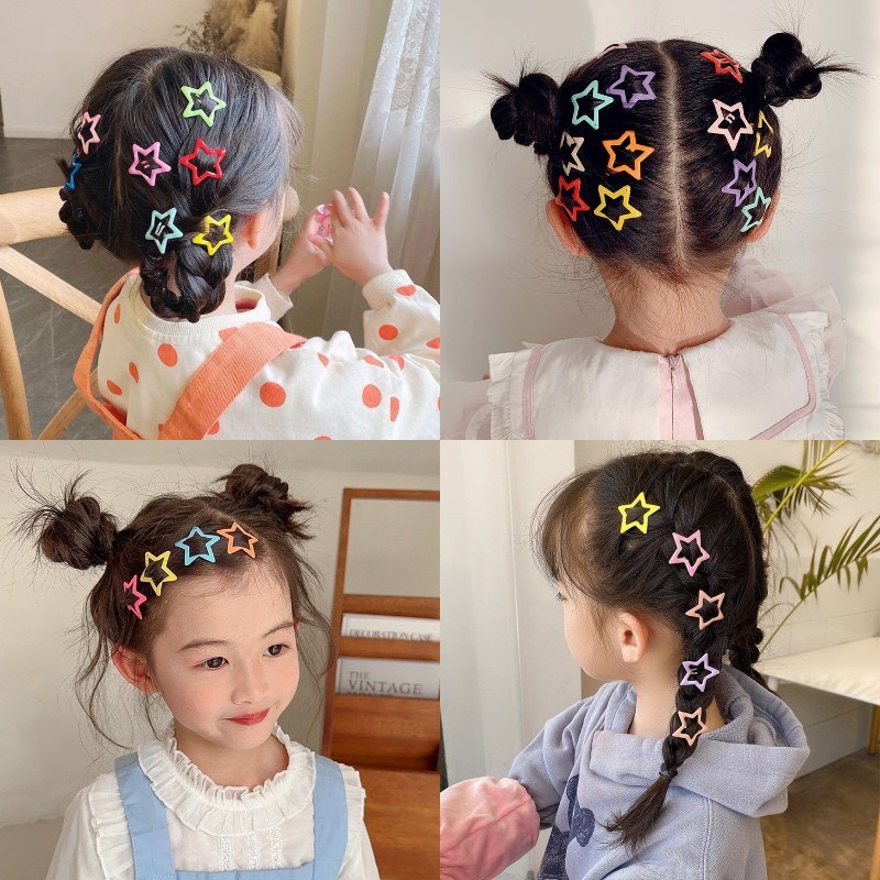 Set 3 kẹp tóc ngôi sao nhiều màu dễ thương cho bé