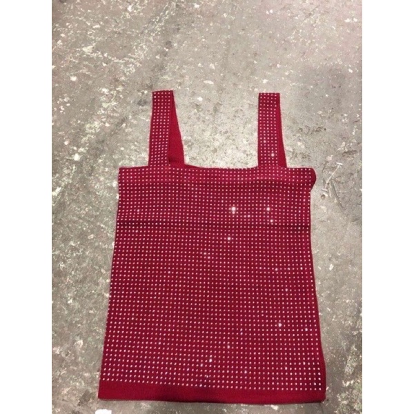 Gaeul store- Áo len mongtoghi 2 dây bản to đính đá