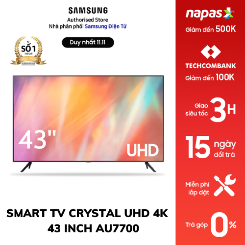Bảng giá 43AU7700 - Smart Tivi Samsung UHD 4K 43 inch AU7700 2021