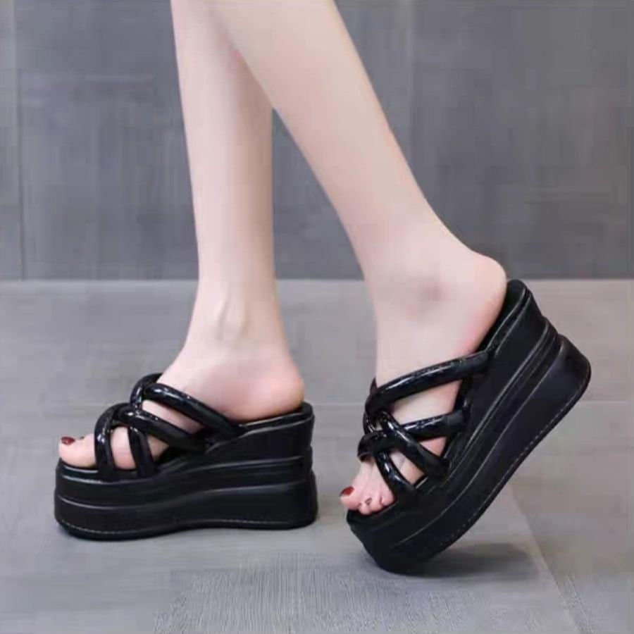 DÉP ĐẾ XUỒNG QUAI ĐAN CHÉO DA BÓNG CAO CẤP