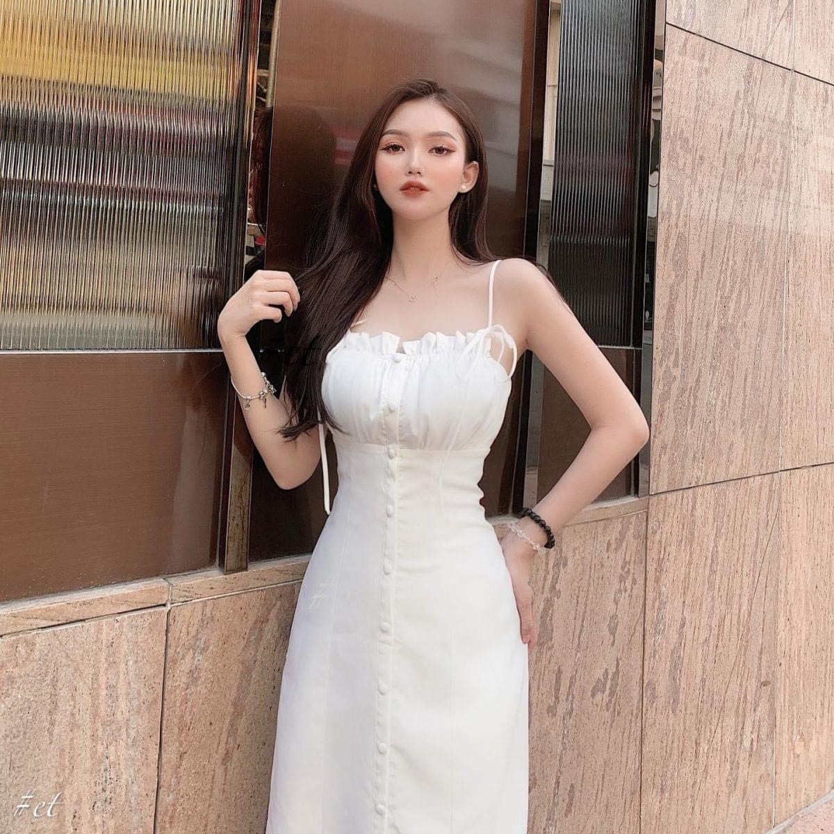ĐẦM 2 DÂY ĐÍNH NÚT NGỌC TRẺ TRUNG