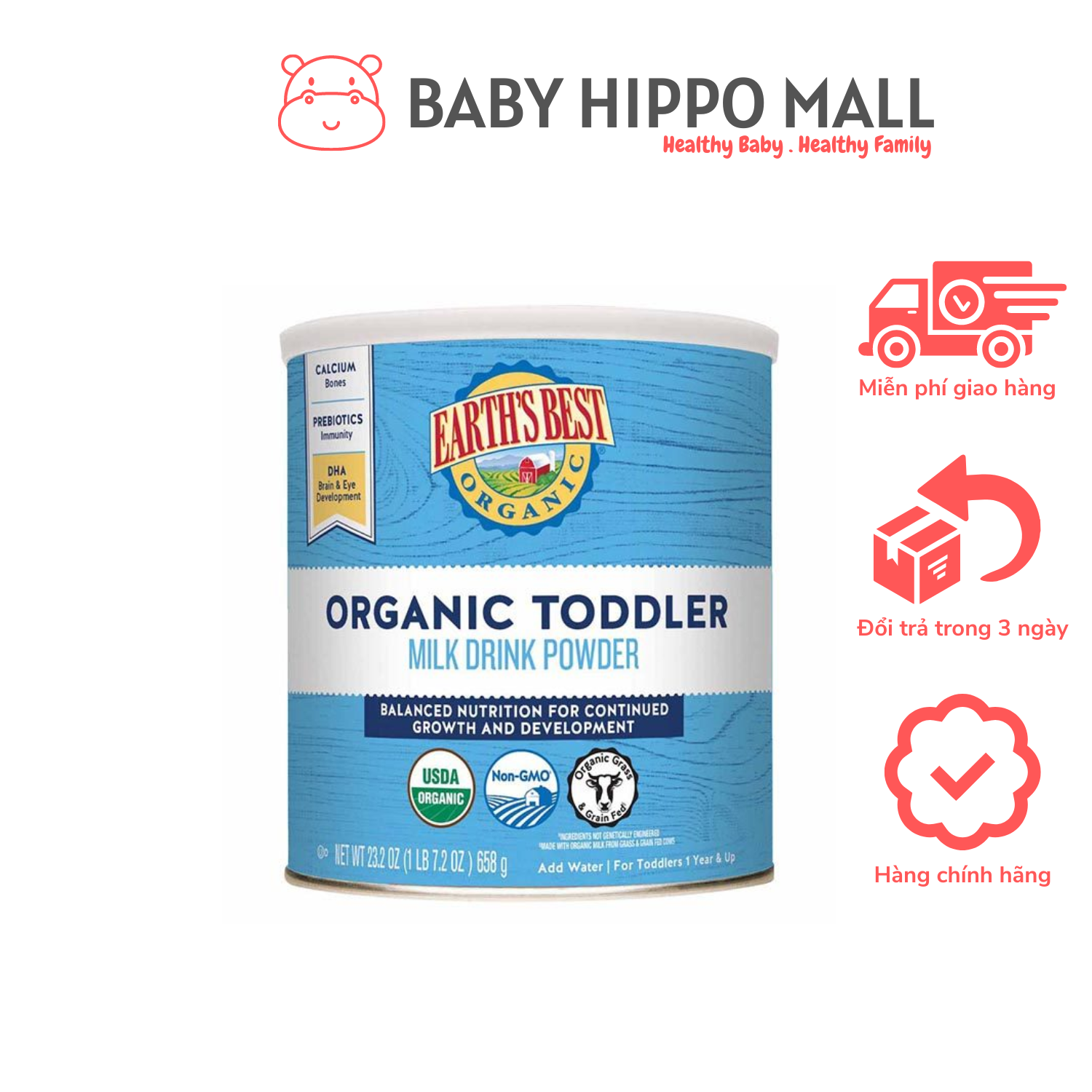 Hàng Air - Cam kết chính hãng Sữa Bột Earth s Best Organic Toddler Mỹ Hộp