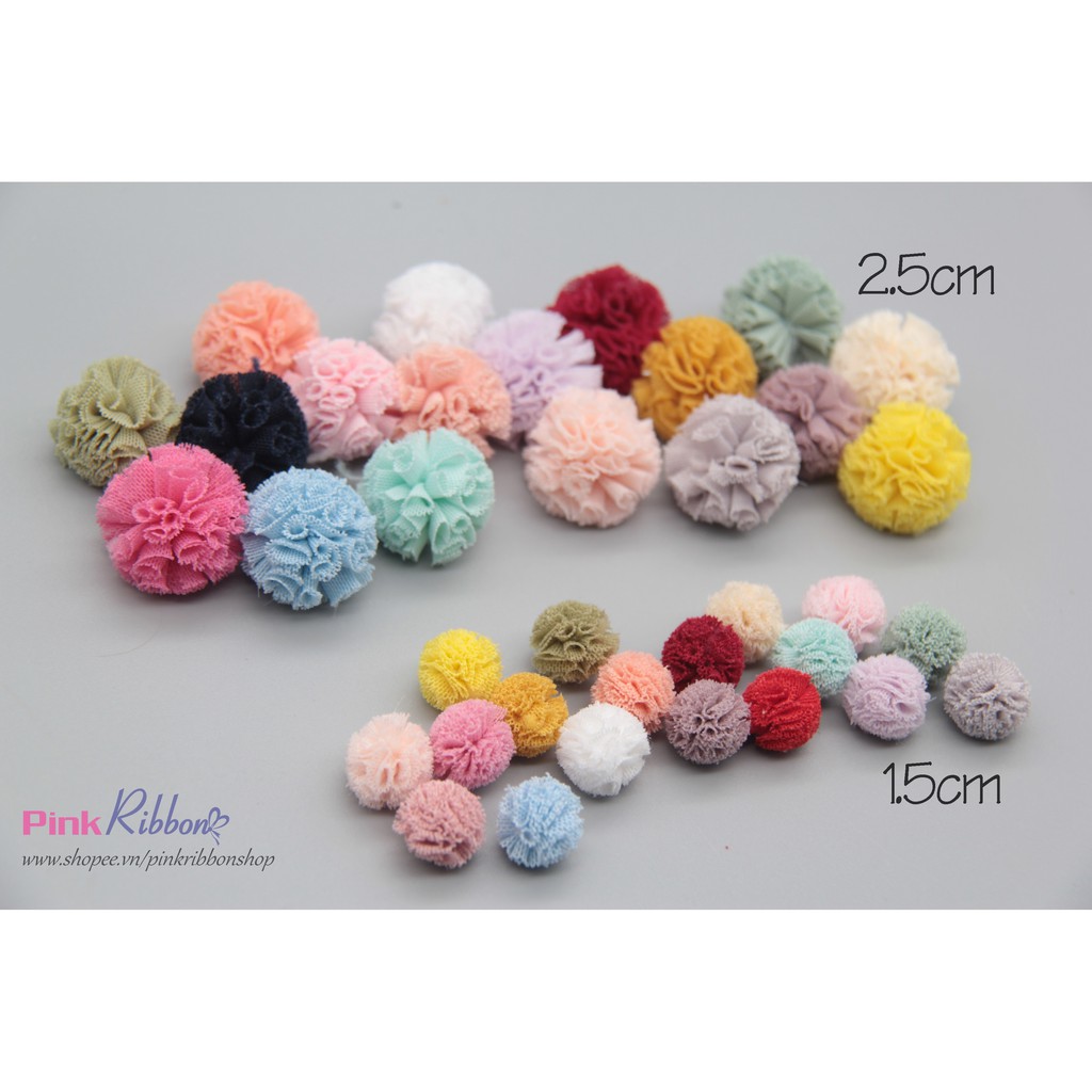 Pompom Các Màu Cỡ 1.5Cm - Set 10 Cái