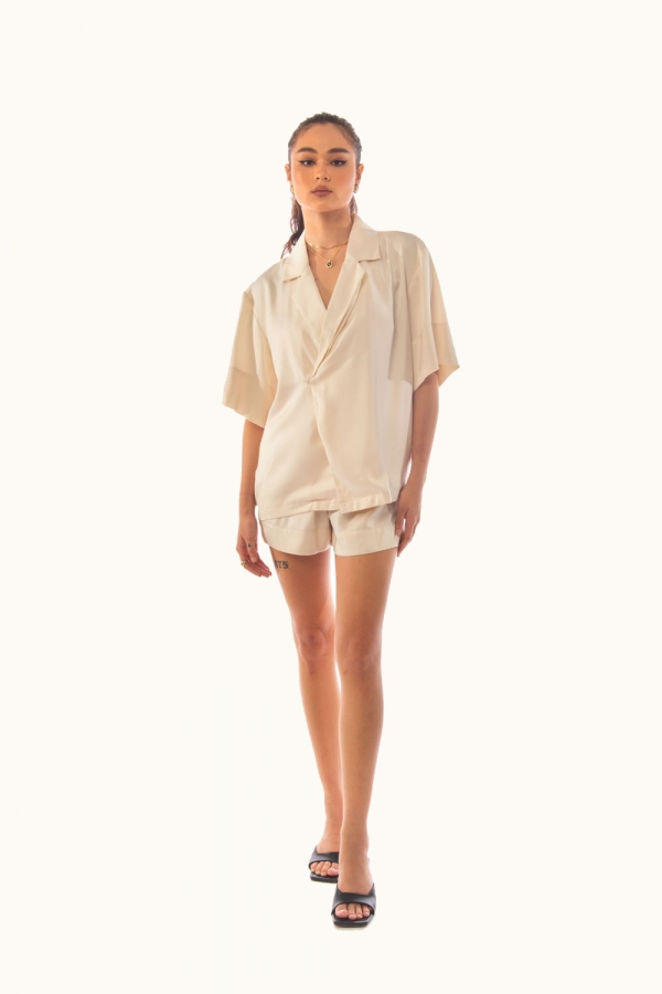 DAPHALE - Áo Blazer Tay Ngắn Cổ Danton Eleanor