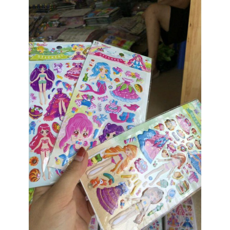 Sticker Dán Nổi Hình Cô Gái Thời Trang ( Sỉ Đồ Trẻ Em)
