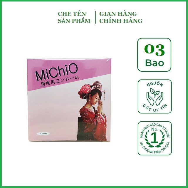 [Giao hàng kín đáo] BCS có gai Michio Nhật Bản hộp 3 cái - QT Thu Lan TL20 - siêu mỏng, chống tuột, có gân gai ở thân và ở phần đầu bao, co giãn linh hoạt