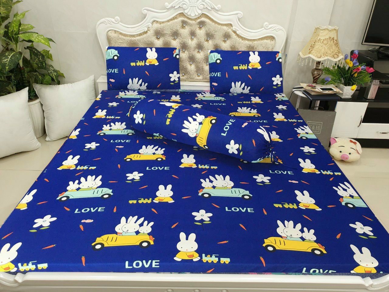 GA THUN HÀN QUỐC 4 MÓN(GA + 1 VỎ GỐI ÔM + 2 VỎ GỐI NẰM)