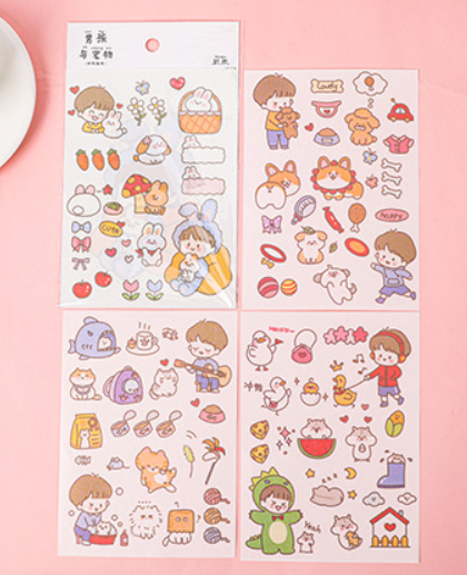 [Có sẵn] Sticker Cô Gái decor trang trí bàn học, sổ nhật kí ( Set 4 tấm)