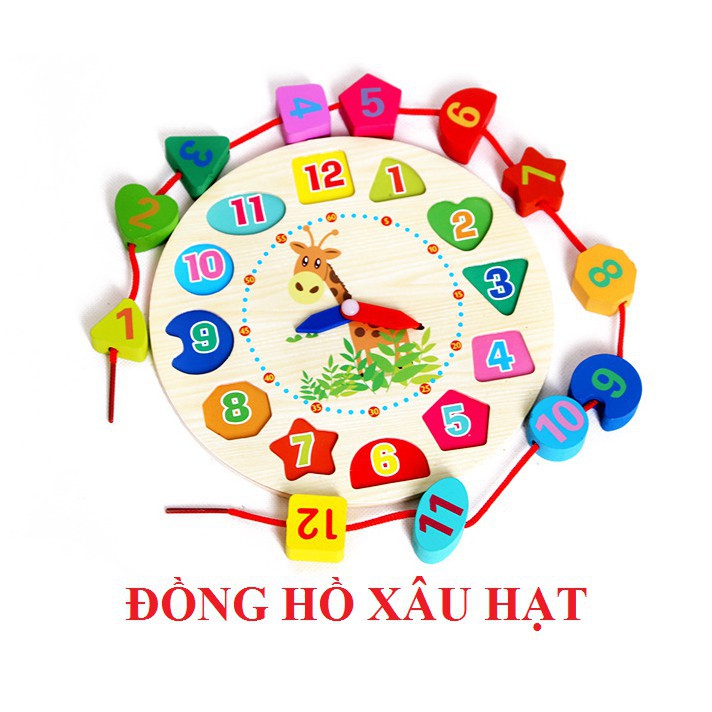 [Hoàn Tiền 10%]Đồng hồ xỏ giây thả hình khối cho bé