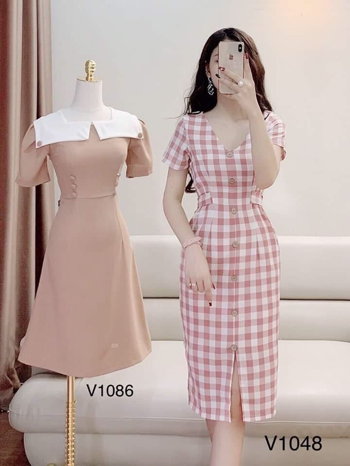 [HCM]Đầm nữ - Váy nữ thiết kế kẻ siêu đẹp có đủ size [váy thiết kế]