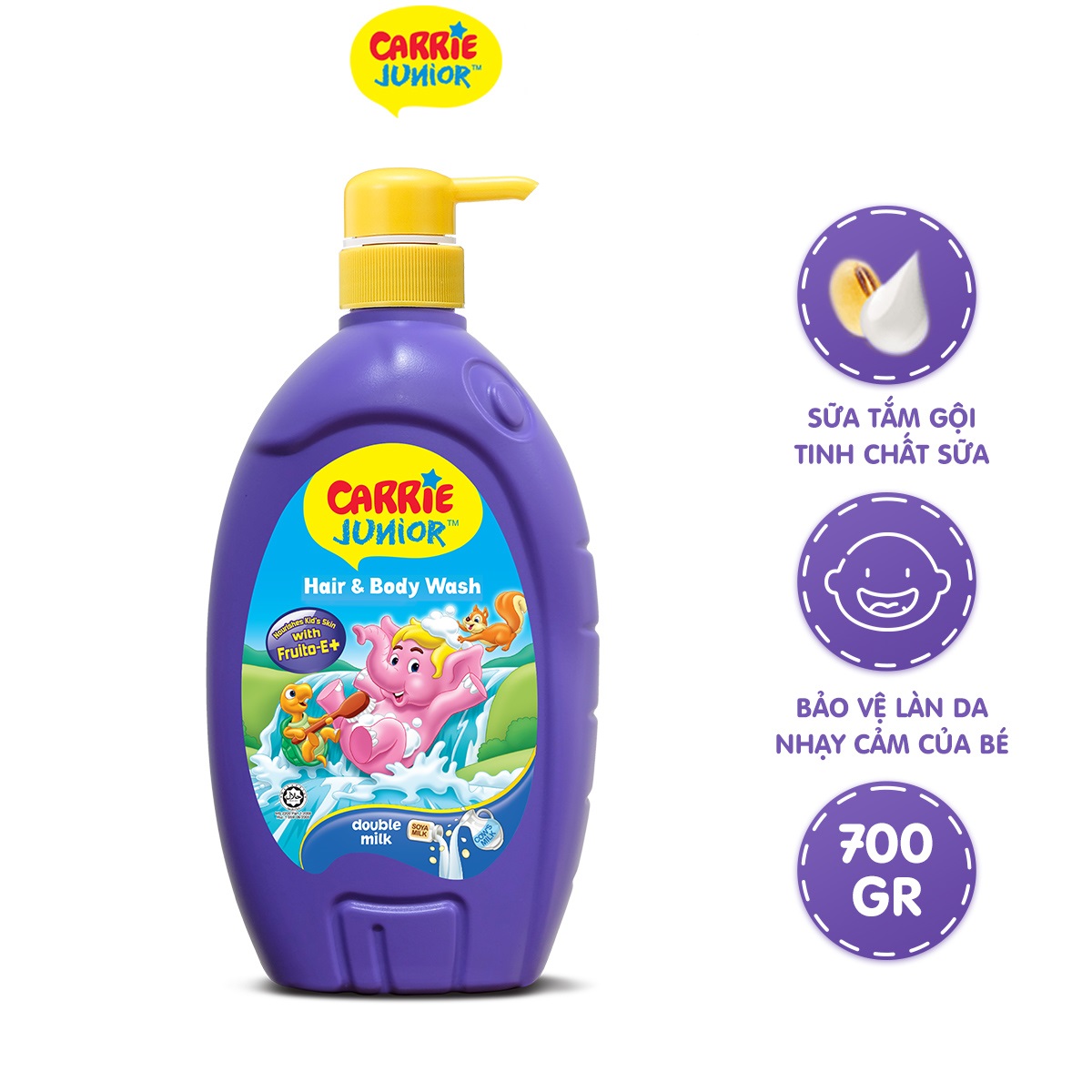 BÁO GIÁ SỮA TẮM GỘI TOÀN THÂN CARRIE JUNIOR DOUBLE MILK 280G | Shopee Lazada Sendo Tiki mới nhất 4 Dầu tắm gội toàn thân em bé tinh chất sữa Carrie Junior Double Milk 700g