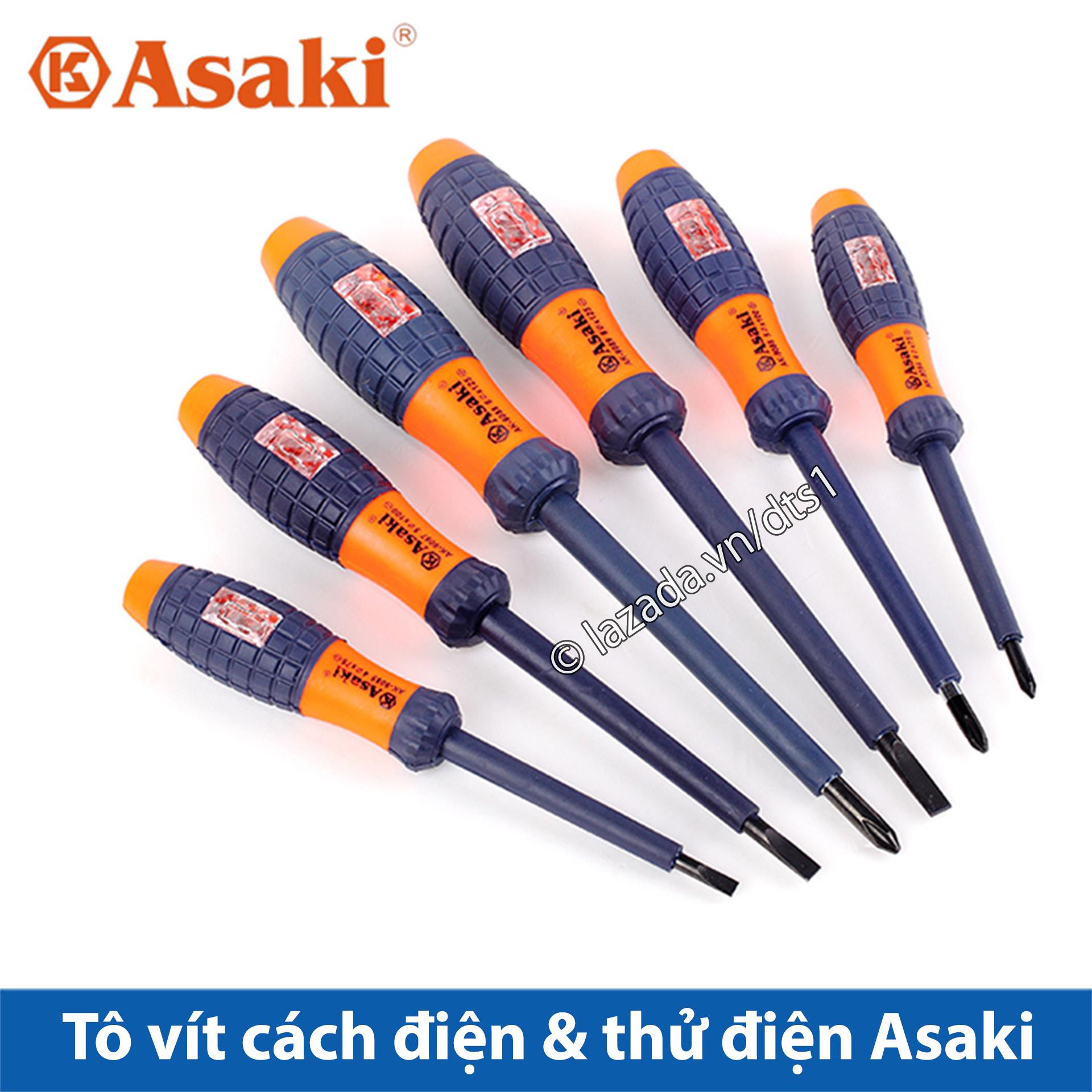 Tô vít - Tuốc nơ vít kiêm bút thử điện Asaki - Tô vít 2 cạnh/Tô vít 4 cạnh kiểm tra dòng điện Asaki