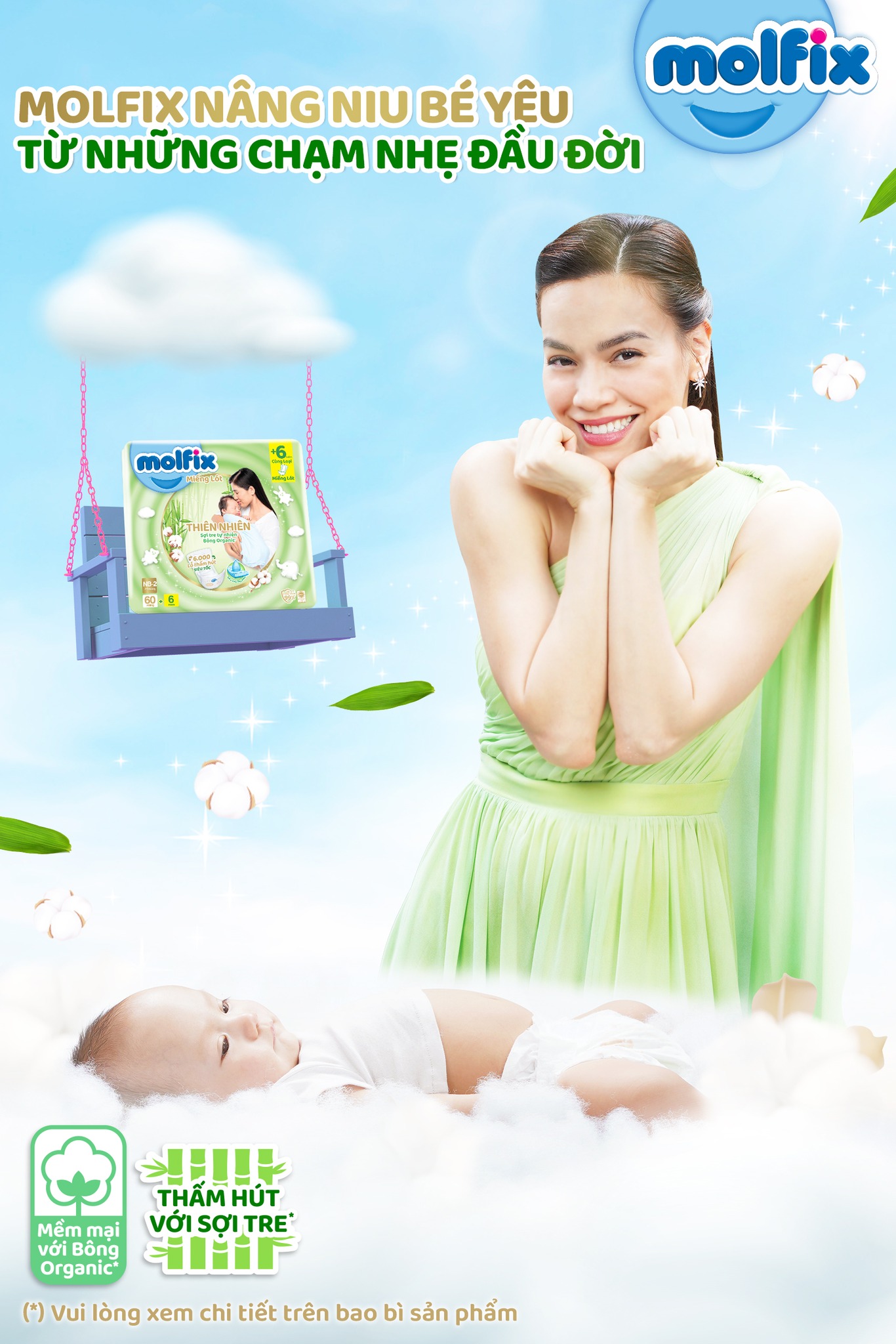 Tã/bỉm dán Molfix Thiên nhiên Jumbo S (4kg - 8kg) - Gói 56+8 miếng