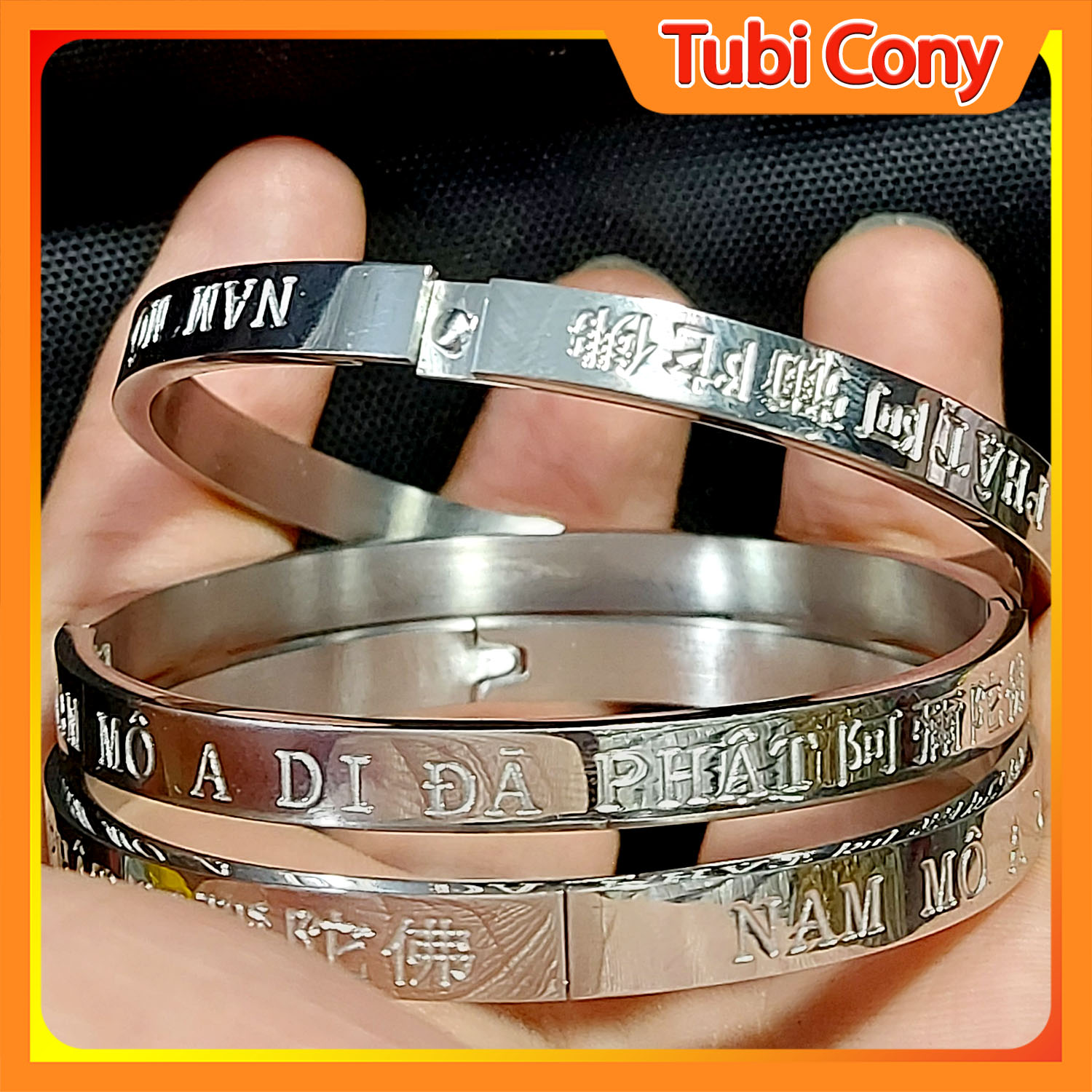 (01 pc) beautiful white Buddha Amitabha men's titanium bracelet stainless steel-lucky wrist bracelet-exchange within 07 days-
