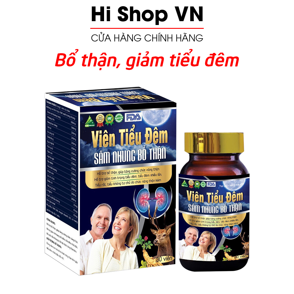 Viên Tiểu Đêm Sâm Nhung Bổ Thận giảm tiểu đêm, tiểu buốt, tiểu nhiều lần giảm u phì đại tuyến tiền liệt - Hộp 30 viên
