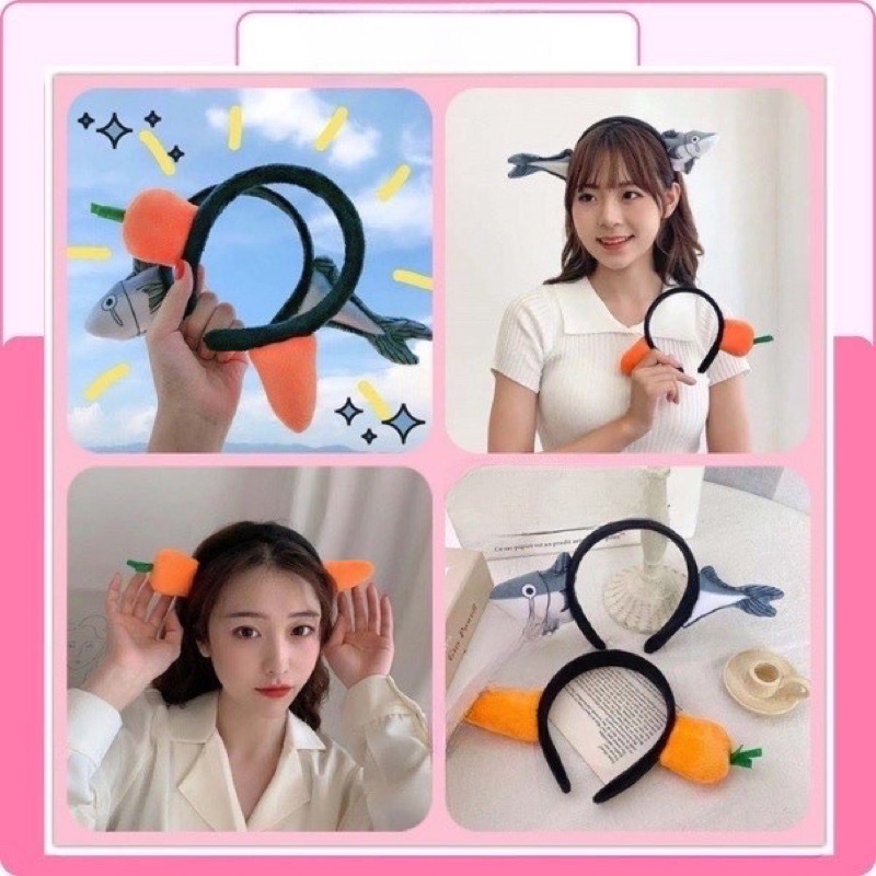 Băng đô bờm hình cà rốt và cá mập dễ thương