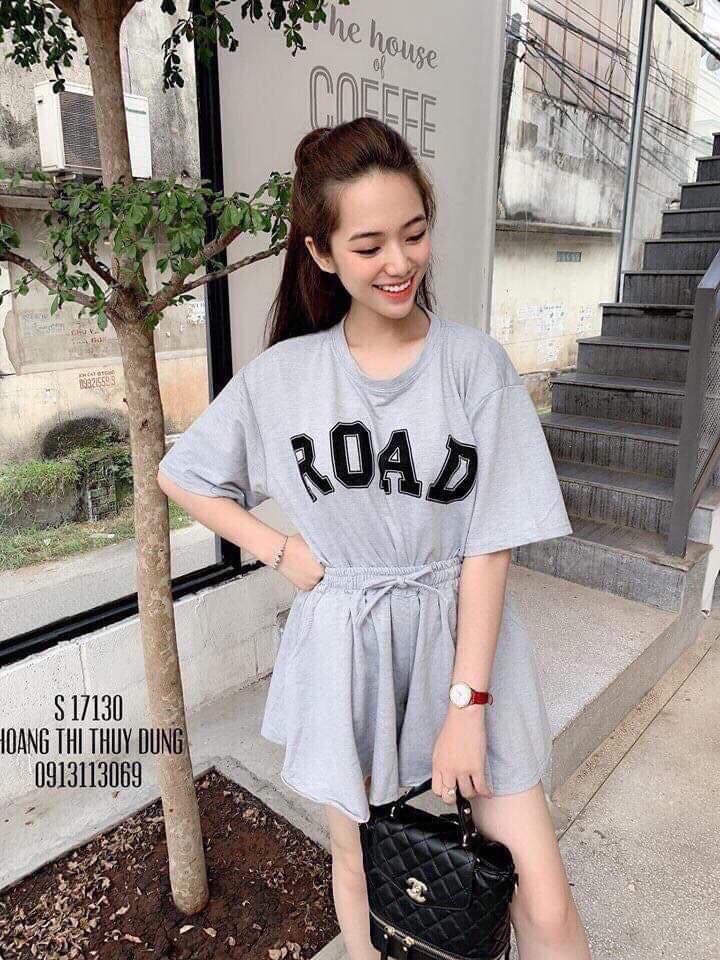 Set bộ đùi giả chân váy thiêu chữ năng động siêu xinh