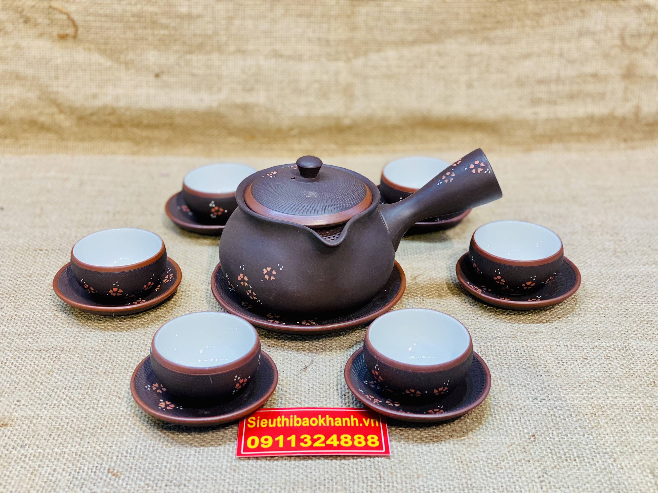 Bộ ấm chén tử sa Bát Tràng cao cấp, chính hãng 350ml