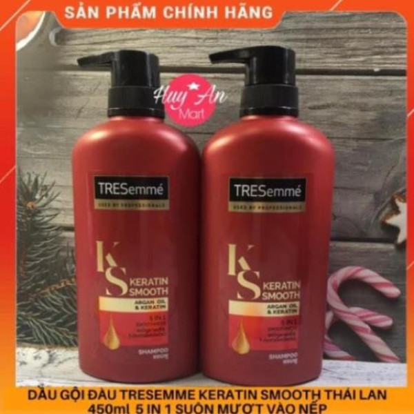 Dầu gội đầu TRESEMME Keratin Smooth màu đỏ-Thái Lan 450ML 5 TRONG 1 SUÔN MƯỢT VÀO NẾP