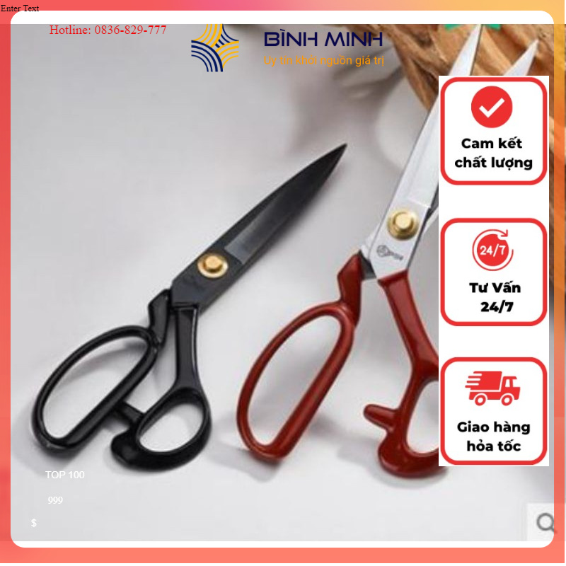 Kéo cắt vải Pin đỏ , đen 10",11",12" (Tặng kèm 1 kéo bấm nhỏ) được sử dụng trong ngành may mặc (GIÁ 1 CÁI)
