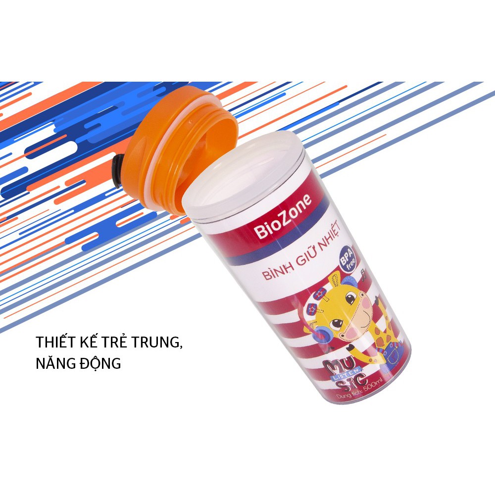 Bình Giữ Nhiệt Biozone 500Ml Nắp Màu Cam