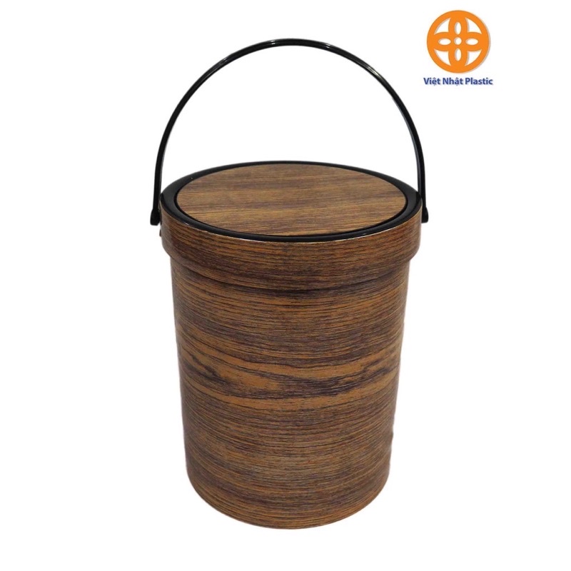 Thùng rác lật việt nhật-hình tròn-vân gỗ