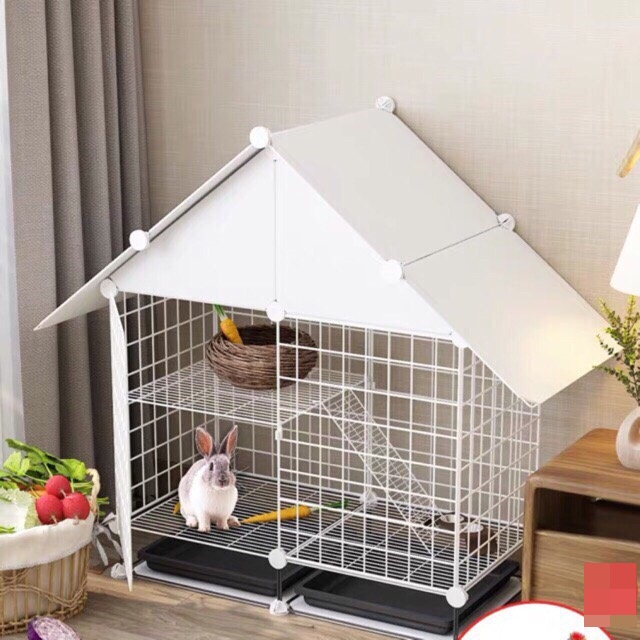 [FREESHIP+QUÀ TẶNG ] Combo chuồng Thỏ ,thú cưng (tặng khay vệ sinh ) chát liệu lưới sắt phun sơn tĩnh điện - HT1990
