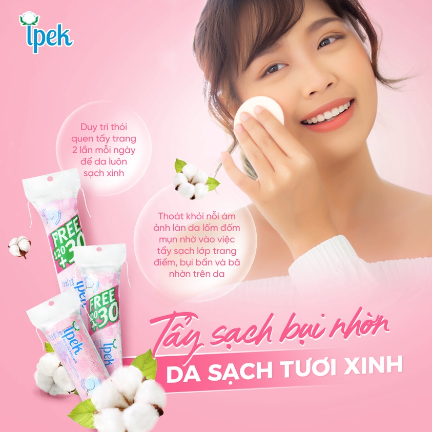 [COMBO 4 TÚI] Bông tẩy trang Ipek 150 miếng (Combo 4 x 150 miếng)