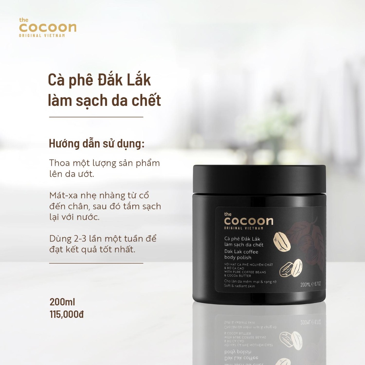 TẨY TẾ BÀO CHẾT THE COCOON CÀ PHÊ 200ML
