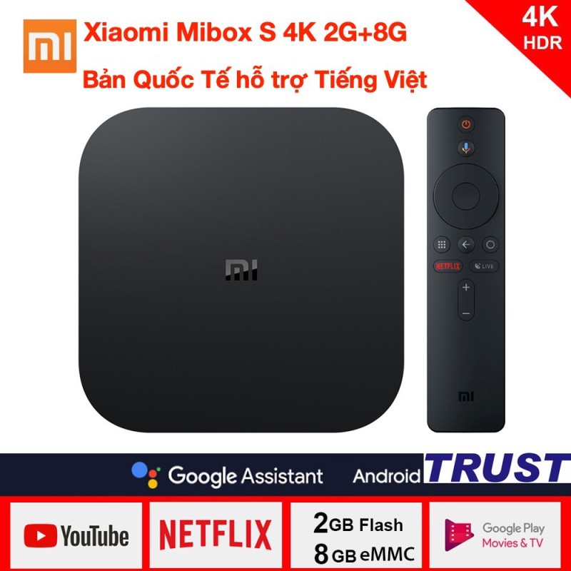 [Bản Quốc Tế] Android Tivi Box Xiaomi Mibox S 4K 2G+8G (MDZ-22- AB) hỗ trợ Tiếng Việt