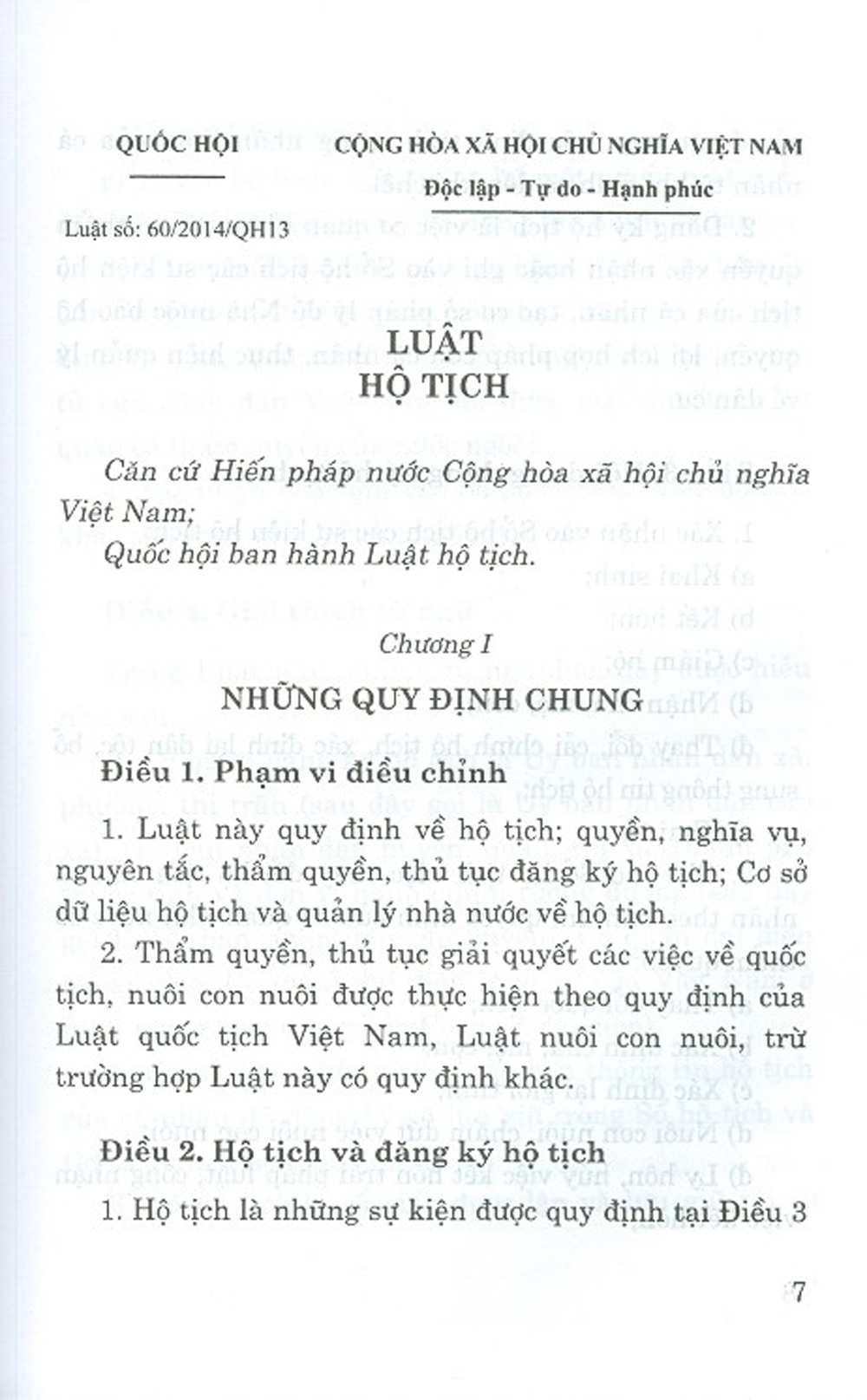Luật Hộ Tịch (Hiện Hành)
